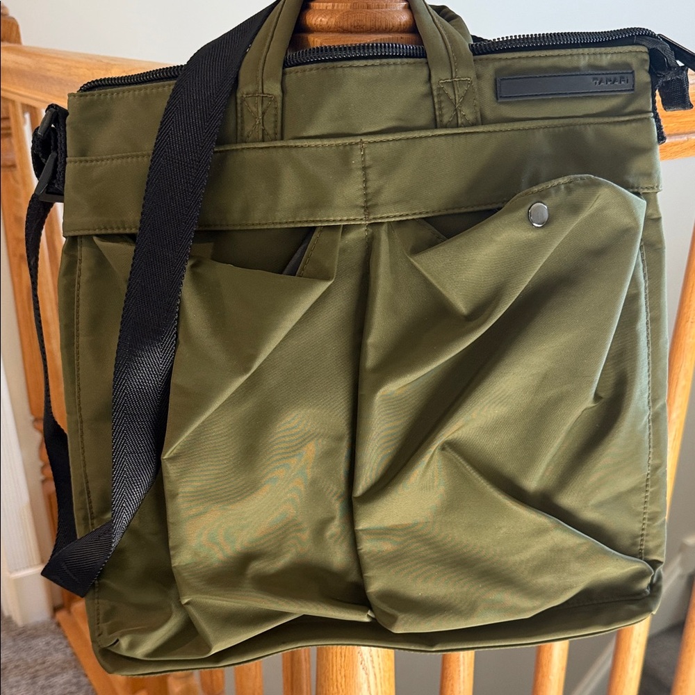 Tahari Messenger Bag in Olive Green